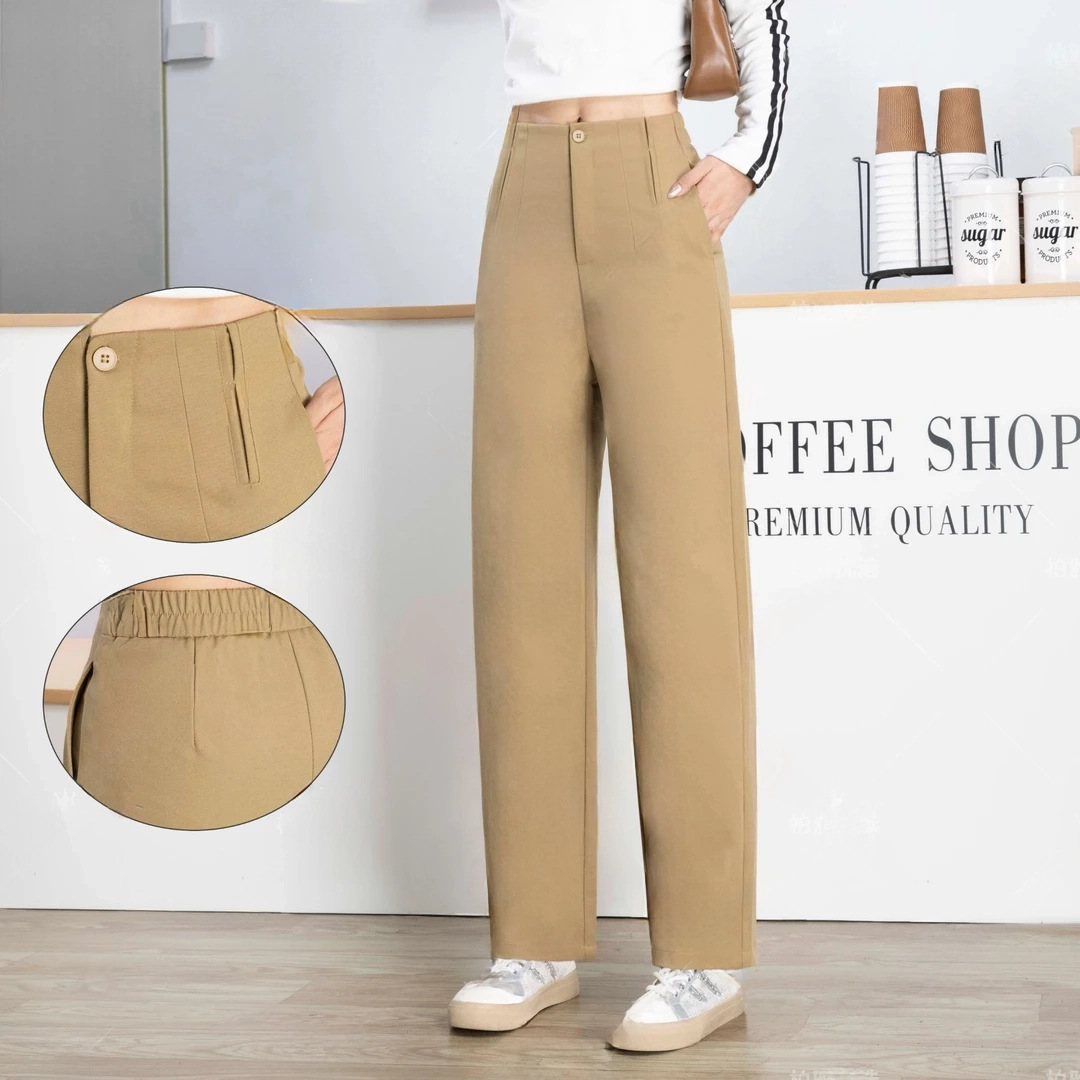 【Light Luxury High-End Design】Early Spring New Style Solid Color Simple Fashion High-Waisted Slimming Casual Straight-Leg Pants for Women