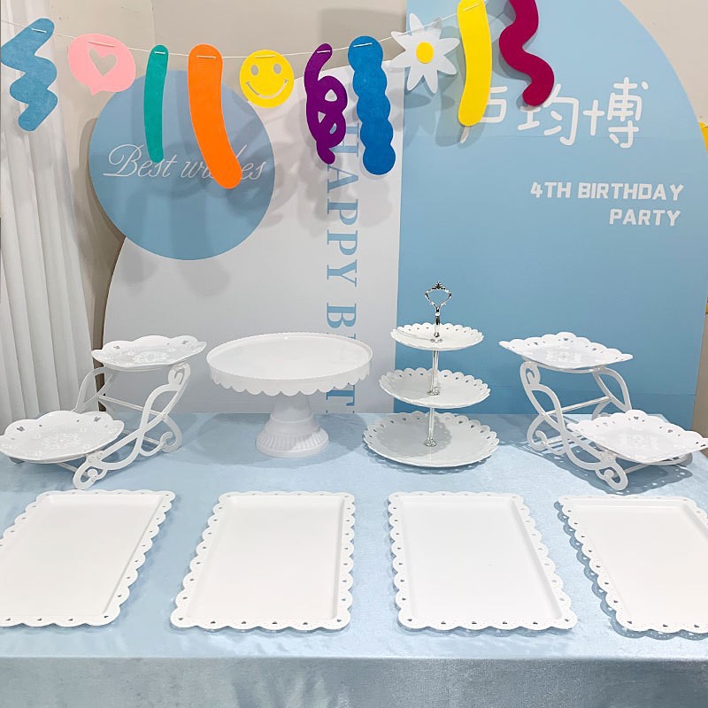 Tabla de descanso de té bandeja de pastel de aniversario decoración tabla de postres estante de exhibición de té de la tarde estante de dulces platos de recepción