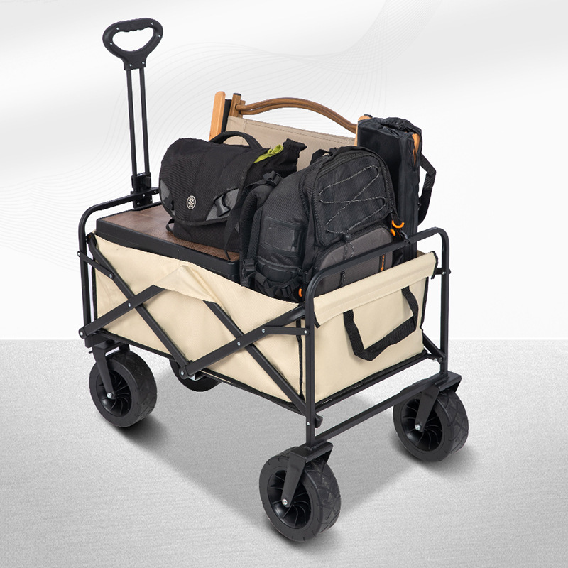 Camping Cart Picnic Cart Outdoor Camp Cart Portable Folding Outing Camping Trailer Large Capacity Pull Cart Storage Cart