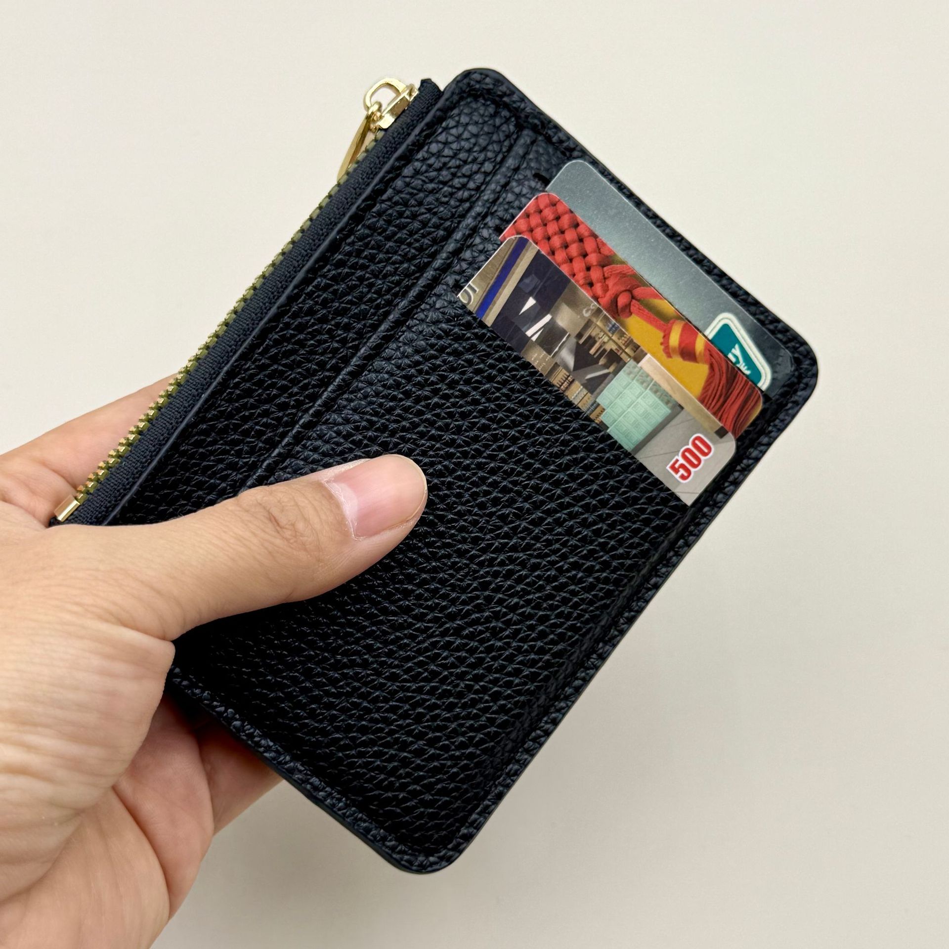 Comercio exterior nuevo tipo de bolsa de tarjetas con cremallera multifuncional de gran capacidad fuente transfronteriza litchi cartón clip multi-tarjeta bolsa de cambio