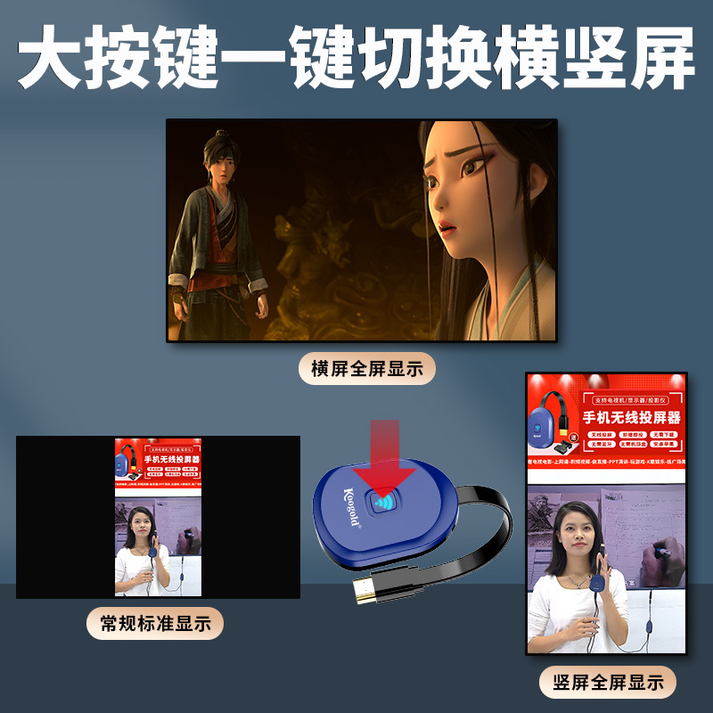 koogold无线投屏器快手抖音短视频直播带货手机连接器E26同屏器
