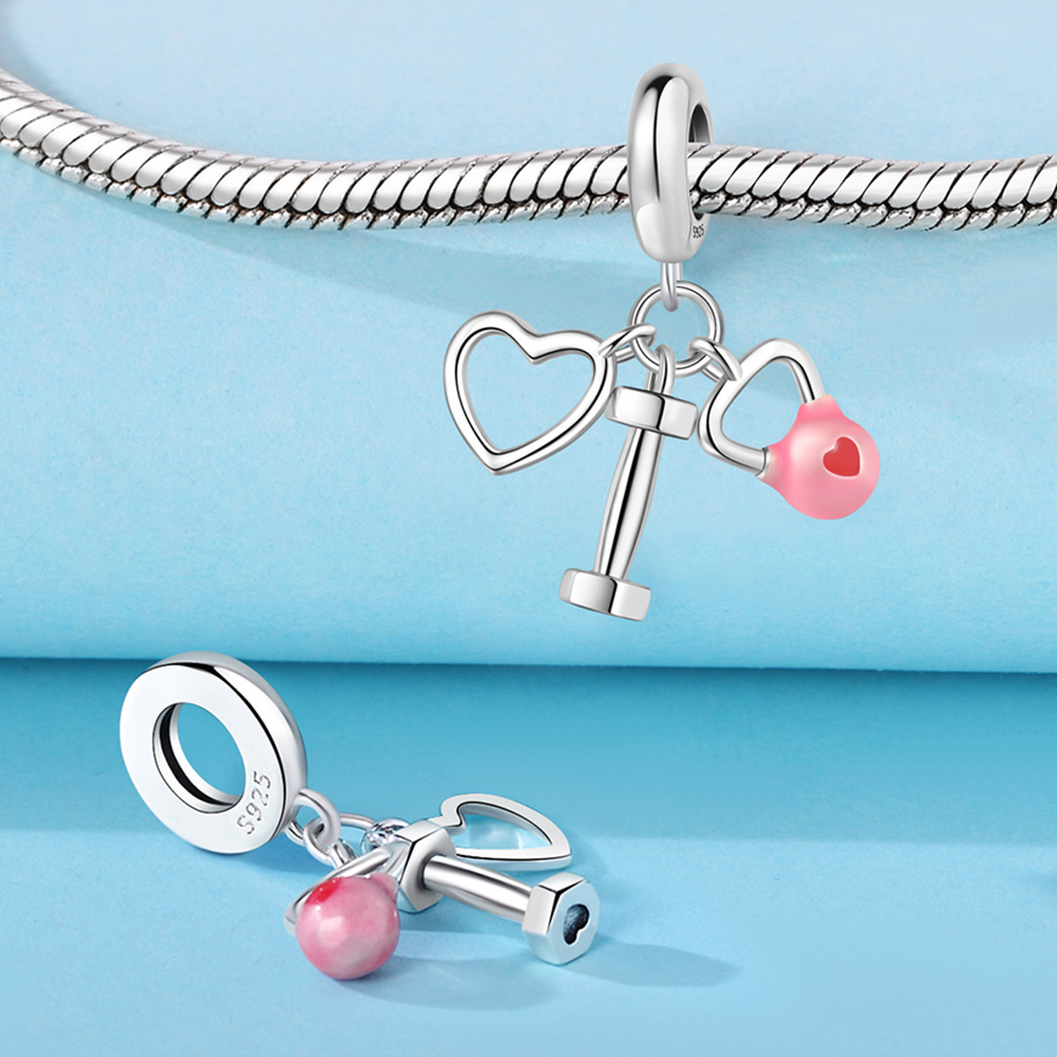 1 Piece 925 Sterling Silver Heart Shape Basketball Anchor Pendant display picture 17