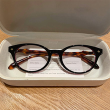 西太后vintage同款中古风土星书呆子椭圆玳瑁板材眼镜框近视女款