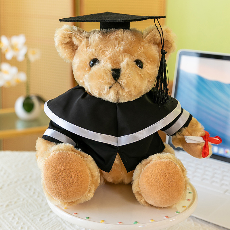 Graduación Bear Master Bear Doll Dr. Undergraduate Uniform Bear Doll High School Regalo de impresión logotipo de la escuela