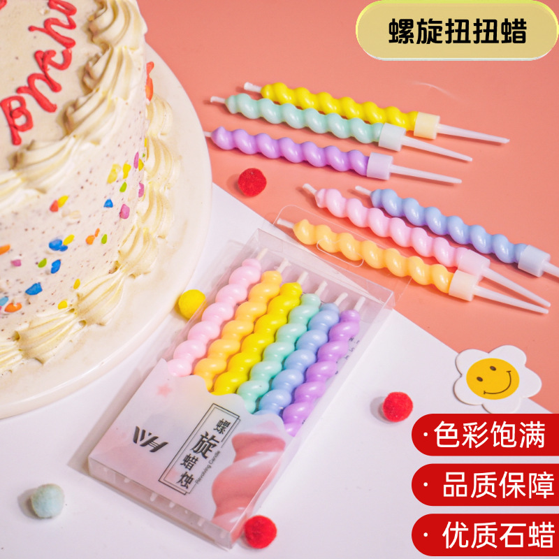 Colorful Macaron Birthday Candle Curved Spiral Candle Creative Twisted Thread Cake Decorative Plug-in Internet Popular Colorful Macaron Birthday Candle Curved Spiral Candle Creative Twisted Thread Cake Decorative Plug-in Internet Popular