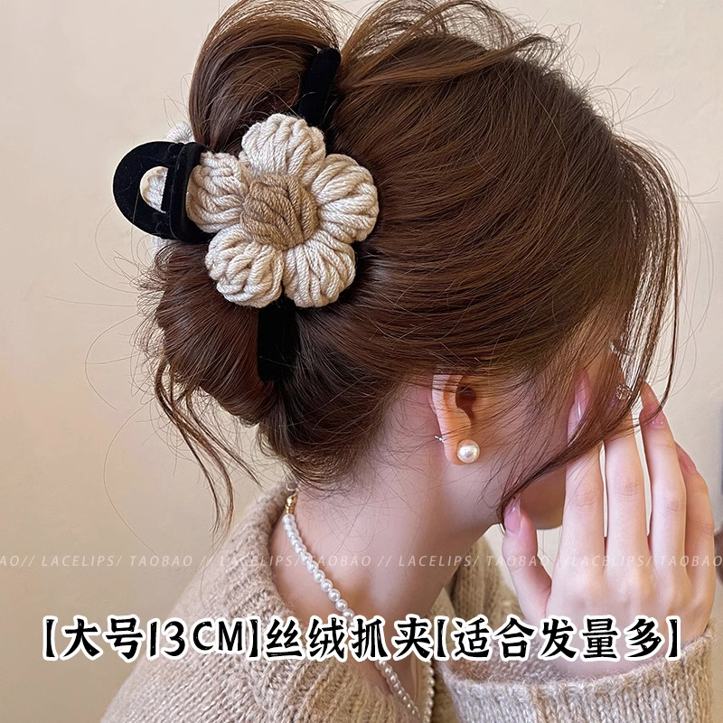 Otoño e invierno, cabello grande, agarre femenino, clips de tiburón de alta calidad, clips de cabello de piel de amor, pinzas de felpa cálidas, al por mayor