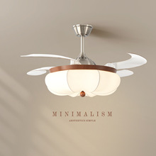 宋代美学风扇灯复古新中式布艺餐厅吊扇灯卧室42寸隐形一体电扇灯