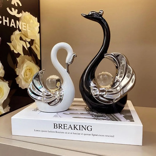 Swan Ornament Display Cabinet High-End Glass Cabinet Niche Creative Design Housewarming Artistic Texture Chinese-Style Entrance Couple