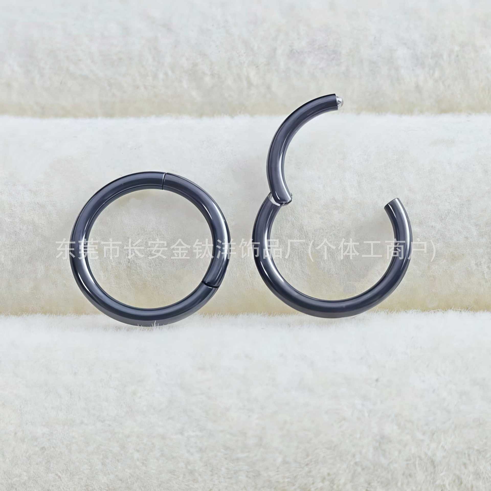 F136 Titanium Black-Plated Seamless Nose Ring Closed Hoop for Ear, Lip Piercing Jewelry detail image 7