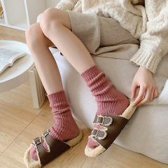 Women's Wool Socks for Autumn/Winter, Thick Warm High-Cut Long Socks, INS Trendy Solid Color Retro Ladies Pile Socks