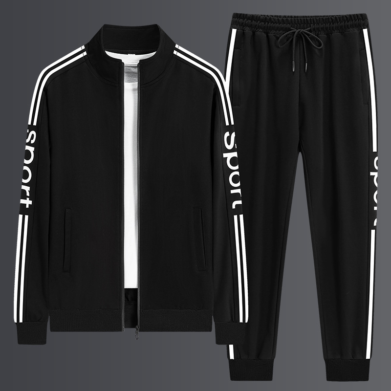 M - 8XL traje deportivo masculino primavera y otoño jersey de cuello vertical correr ocio conjunto de dos piezas suelto tendencia grande chaqueta