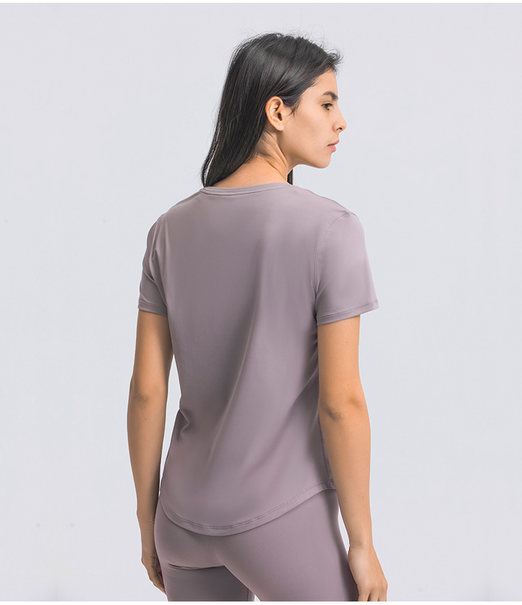 solid color loose brushed yoga short-sleeved top NSDQF127100