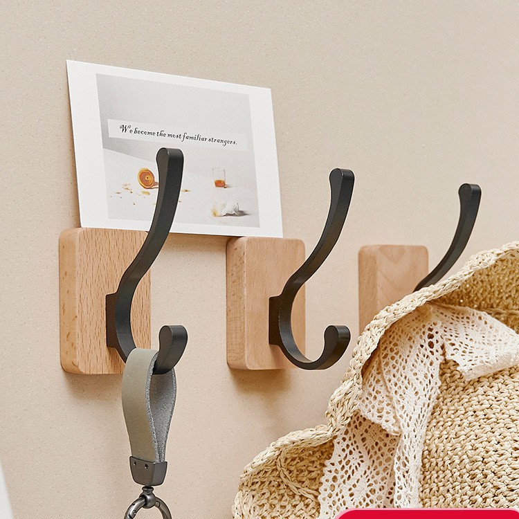 Baño de madera pared toalla gancho ponche-libre haya baño ropa pasta pasillo paraguas gancho de madera maciza