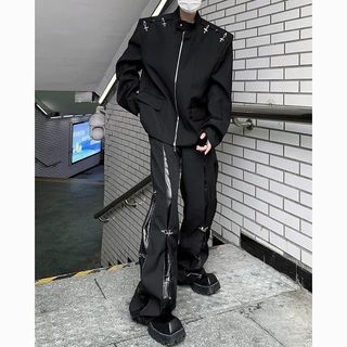 现货！24新高品质飞机扣垫肩金属立领中山装西服夹克JK01-5125