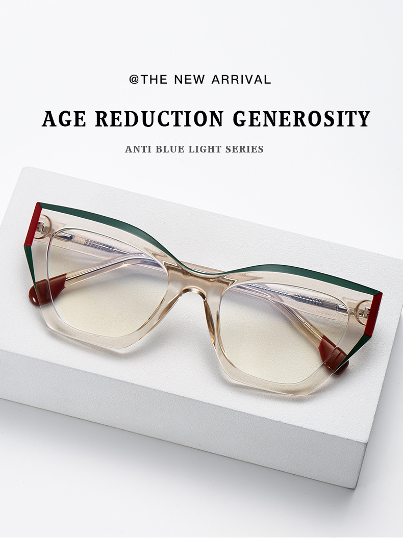 Anti blauwlicht bril retro mode voor dames met platte lens_voghion.com