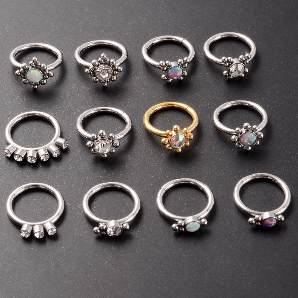 1 Piece Fashion Round Stainless Steel Diamond Nose Ring display picture 3