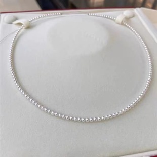 July Jewelry 18k Gold 2-3-4-5mm Round White Powder Freshwater Pearl Necklace Chain Temperament Necklace Clavicle