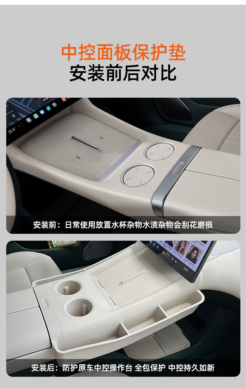 Suitable for Xiaomi YU7 central control anti-slip silicone pad, wireless charging protection pad, water cup storage box decorative accessories
