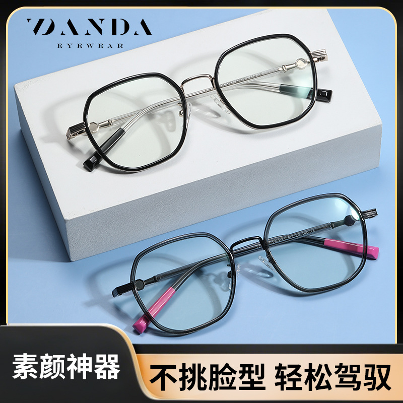 Nueva literaria retro espejo plano moda femenina miopía multilateral marco TJ812 ultra-ligero TR anti-azul gafas
