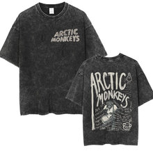复古摇滚北极猴子音乐专辑图文T恤衫男士复古水洗短袖T恤Y2k