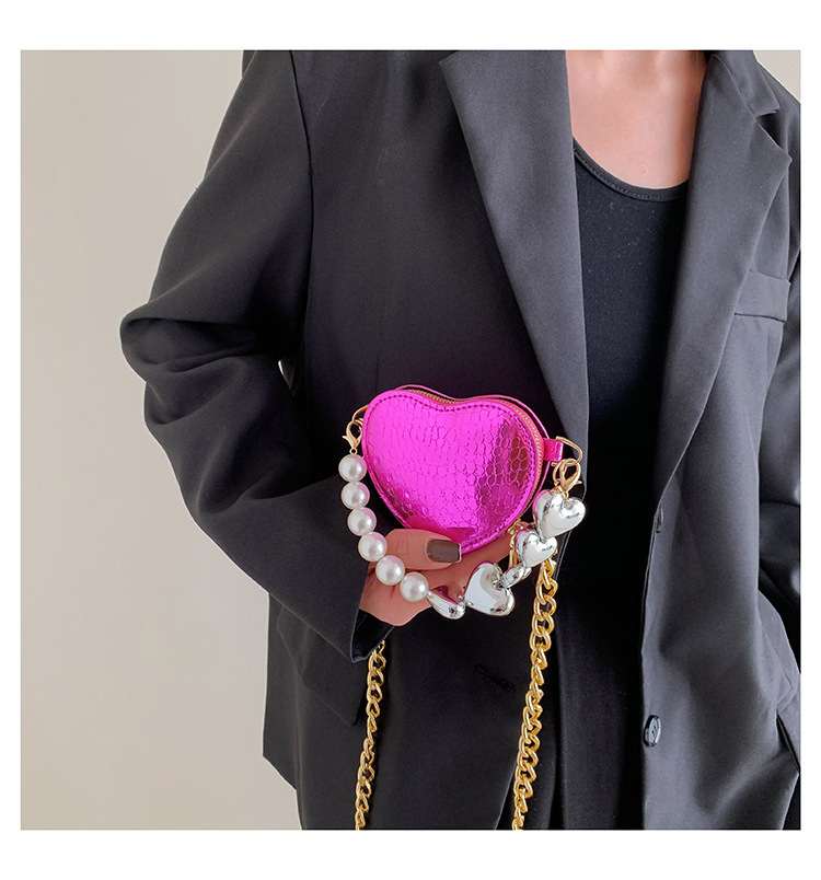 All Seasons Season Women's Gender Vintage Style Style Heart-shaped Shape Mini Size Women's Mini All Seasons Pu Leather Solid Color Vintage Style Heart-shaped Zipper Handbag