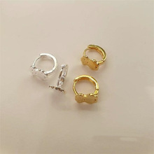 韩国东大门代购耳环女2024春通体925纯银可爱饼干熊圆形小巧耳扣