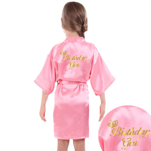 Gold-leaf Birthday Girl Children's Long-sleeve Open Shirt Robe Summer Thin Version Dopamine Birthday Girl Party Robe