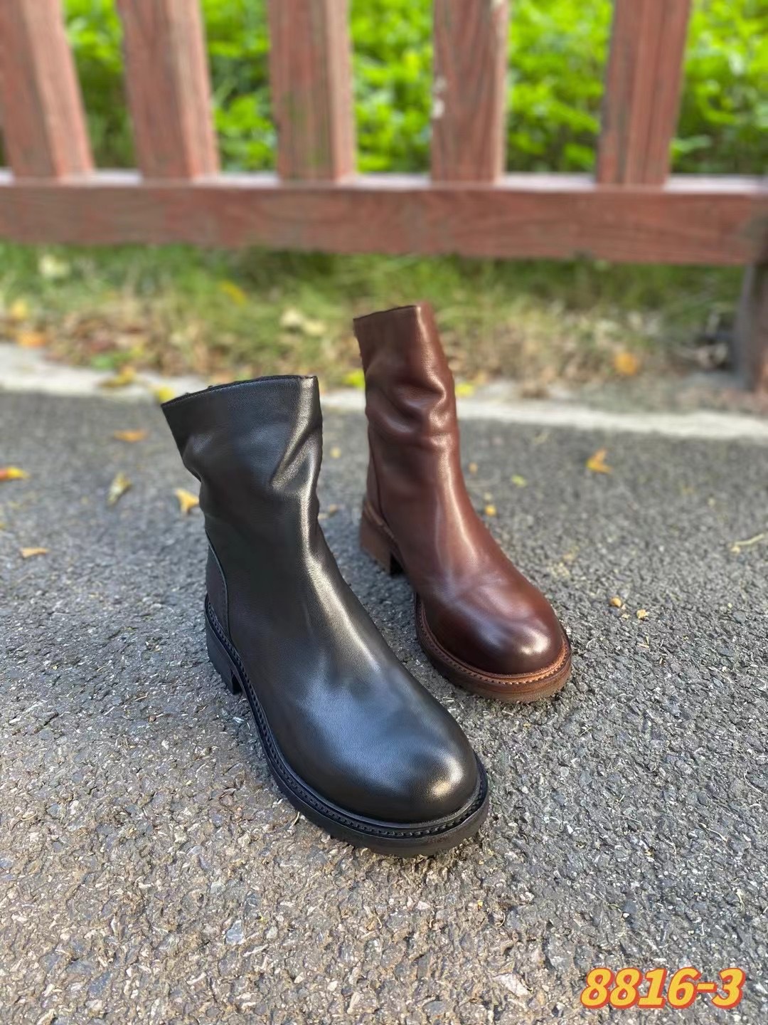 Boot Chelsea nữ đế bằng cổ thun tôn dáng mùa đông 2024 — Màu đen, Màu cà phê chi tiết 3