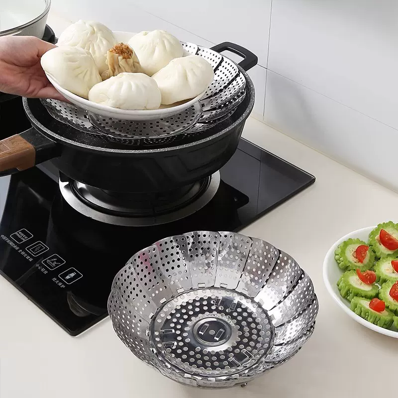 荷花蒸笼不锈钢花型收缩折叠蒸笼厨房多功能创意蒸架折叠蒸笼