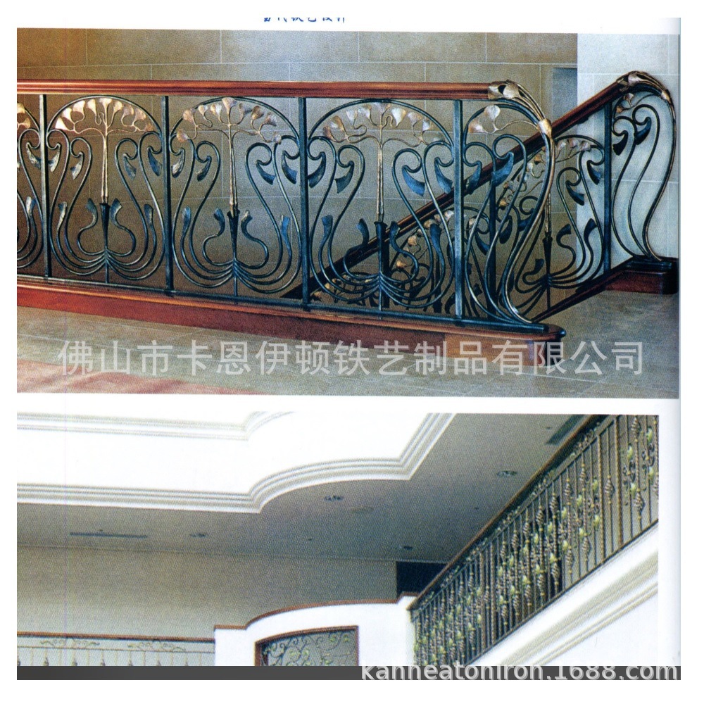 铁艺扶手艺术不锈钢护栏消防旋转楼梯栏杆厂家安装出口喷漆工艺