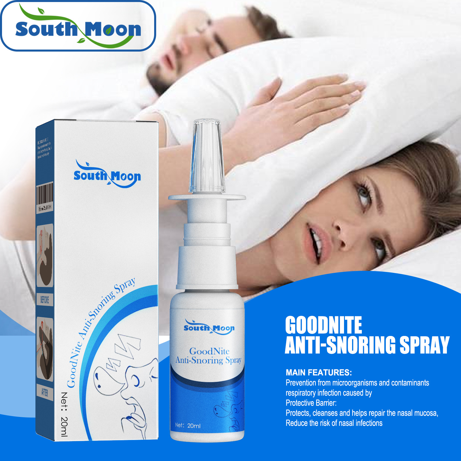 South Moon Nose Care Spray Nose External Use Gentle Clean Fresh Nasal Nose Care at Night