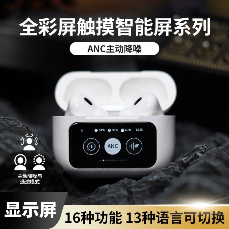 A9Pro auriculares bluetooth nuevos auriculares inalámbricos de pantalla táctil en color auriculares de reducción de ruido bluetooth auriculares general quinta generación ANC