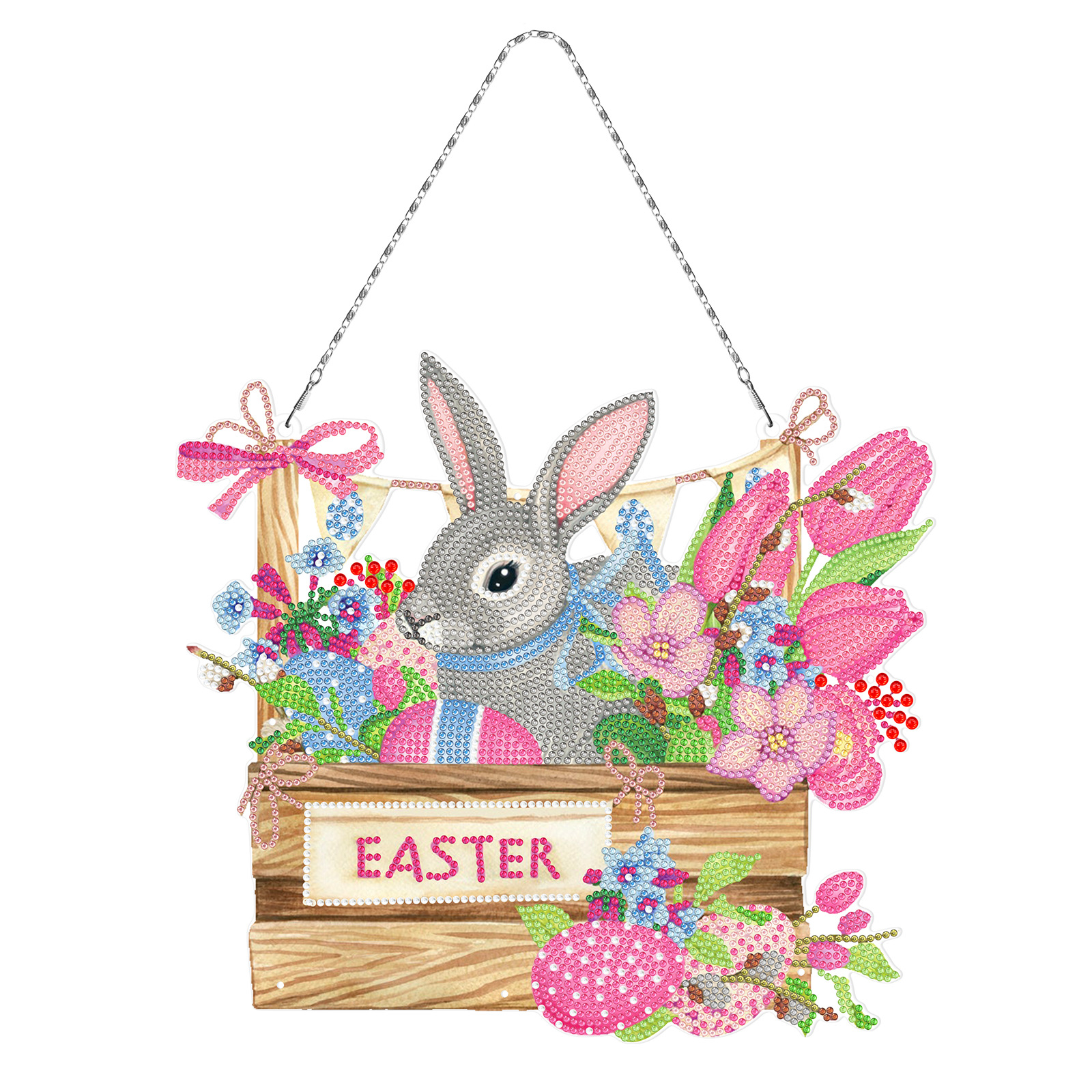 Accesorios para pintura de diamantes, pegatinas de diamantes hechas a mano con diseño de círculo de Pascua, decoraciones colgantes de Pascua, pinturas decorativas para sala de estar, disponibles para venta al por mayor