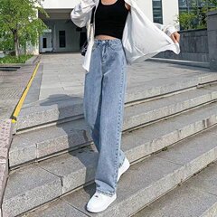 阔腿牛仔裤女2025年新款复古学生高腰宽松显瘦直筒垂感拖地长裤子