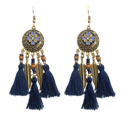 Ethnic style tassel long temperament earrings wholesale women's retro Yunnan fashion personality versatile earrings trendy generation