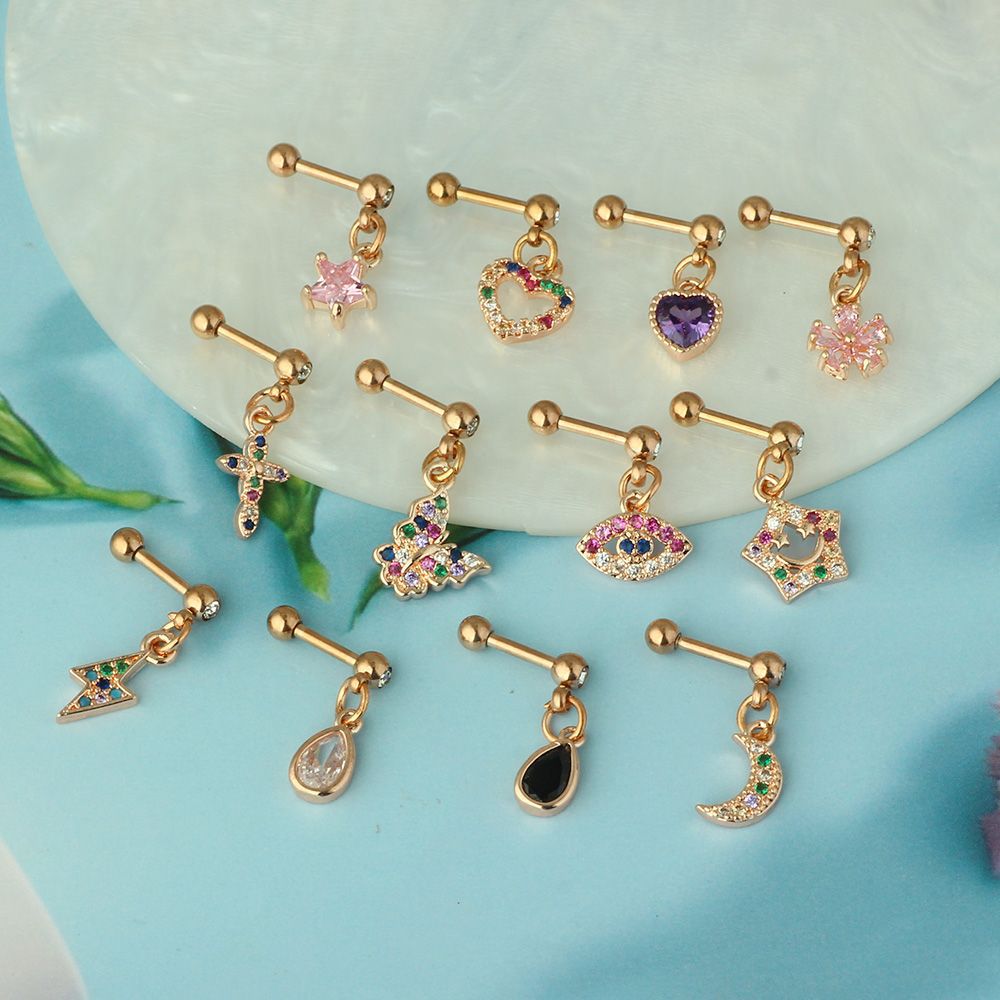 Women's Gender 1 Piece 316 Stainless Steel Zircon Ear Cartilage Rings & Studs Geometric Ear Cartilage Rings & Studs