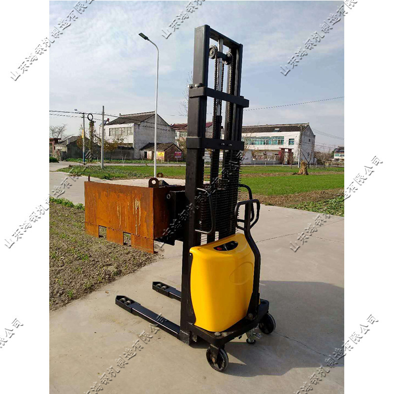 手推式电动堆高车半自动液压叉车物流工厂货物搬运运输升降车