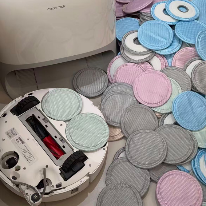 Çeşitli markalara uyumlu süpürge robotu yuvarlak balık pulu toz bezi mop kumaşı güçlü su emici su izi giderici yedek malzeme
