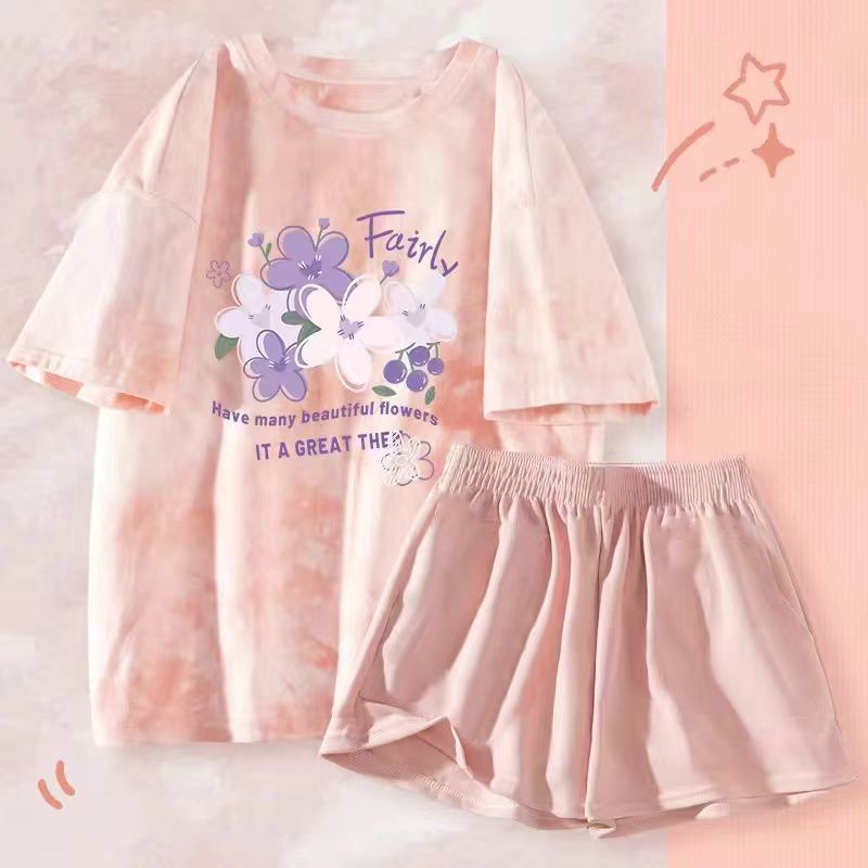 2025 Internet Celebrity Style Summer Home Clothes Milk Silk Pajamas Women's Summer Short-Sleeved Shorts Can Be Worn Outside Home Clothes Set