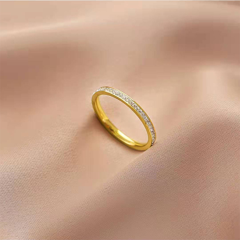 Inlay Design Fashion Style Fashion Geometric Titanium Steel Inlay Rhinestones Rings