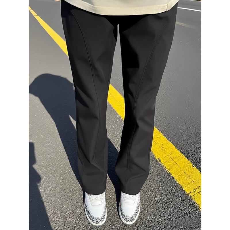 Autumn and Winter Small Oxford Black Diagonal Cutout Pants for Men and Women American Straight Pants Outdoor Sports Soft Shell Quick-Drying Pants