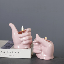 跨境批发创意手蜡烛杯陶瓷蜡烛空杯大豆蜡容器香薰烛台装饰摆件