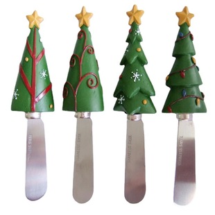 Christmas tree design resin handle stainless steel butter knife resin handle stainless steel Butter Knife Baking spatula