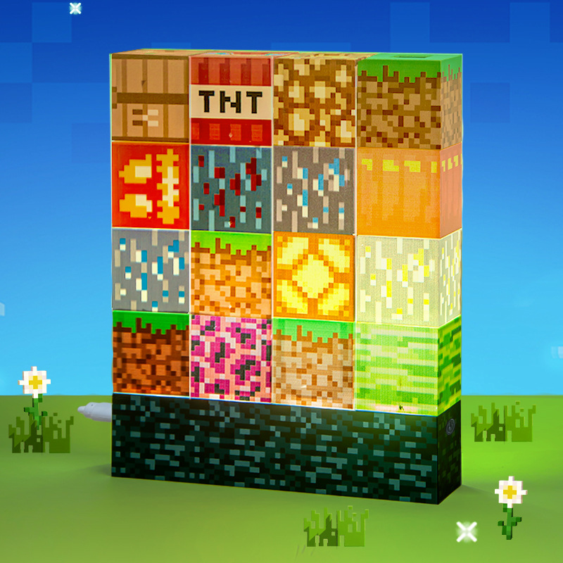 Nuevos productos transfronterizos de construcción de luces nocturnas luces de atmósfera decoraciones de escritorio DIY cuadrado bloques novedad empalme lámpara de escritorio USB