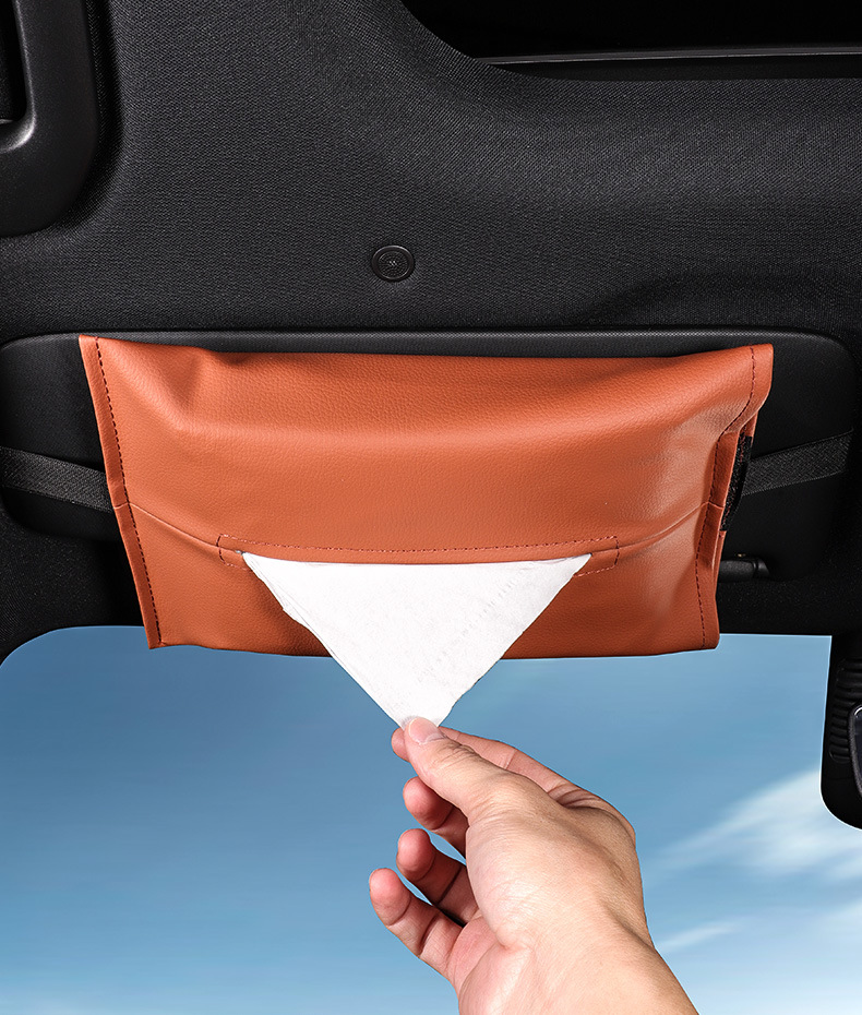Mercedes-Benz Car Tissue Box, Hanging Type for Dashboard, High-End Leather Car Tissue Holder, Cross-Border Leather Car Tissue Bag