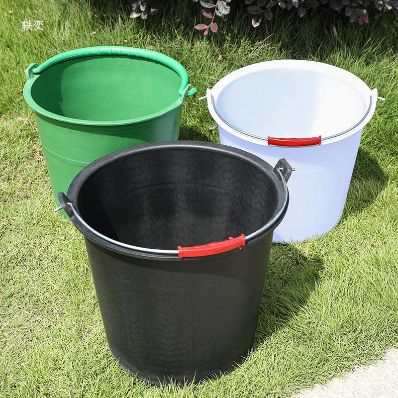 Cubo de plástico grueso circular para construcción o uso agrícola, ideal para agua, arcilla o estiércol image 2