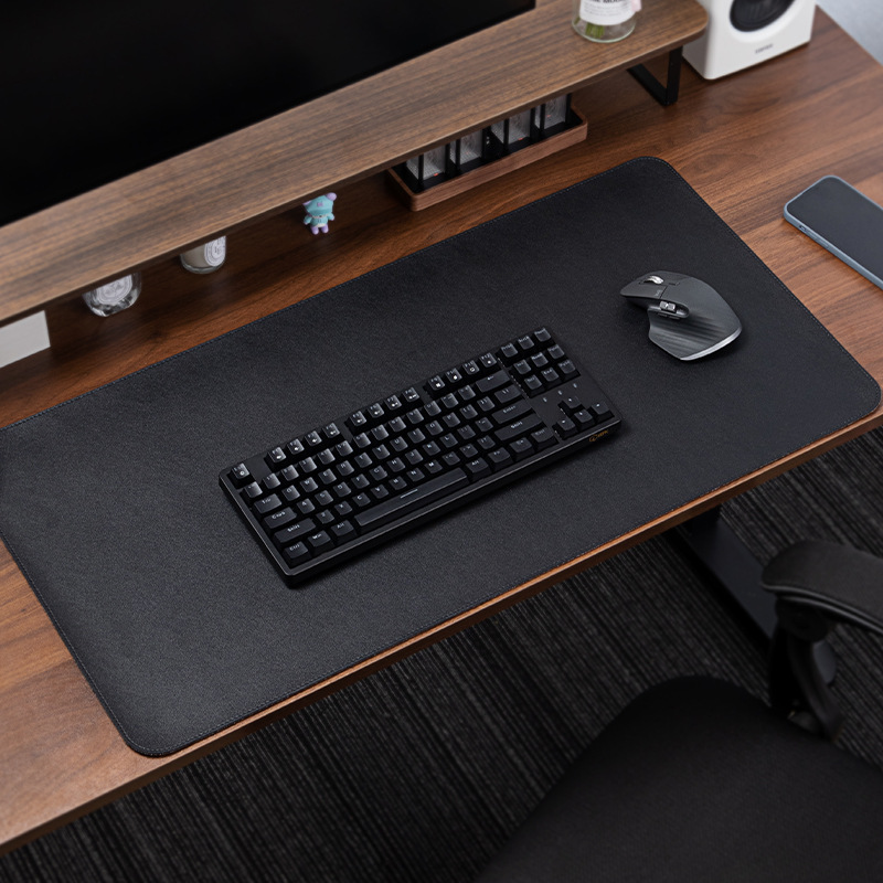 Suur nahast suur kontoriarvuti lauaarvuti kirjutusalus, üliõpilaslaud PU-hiirepadjaga_voghion.com