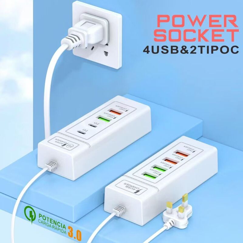 Multi-Port 4Usb Charger Mobile Phone Fast Charging Plug-In Smart Low-Power Mobile Phone Charging Head Universal Wholesale