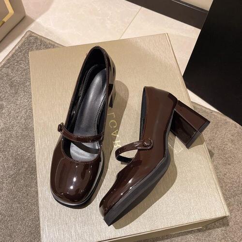 French high-heeled Mary Jane shoes  spring and summer new retro medium thick heel JK single shoes fairy style fashionable high heels