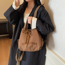 韩系ins新款高颜值纯色简约小众两用双肩包女轻便日常逛街托特包